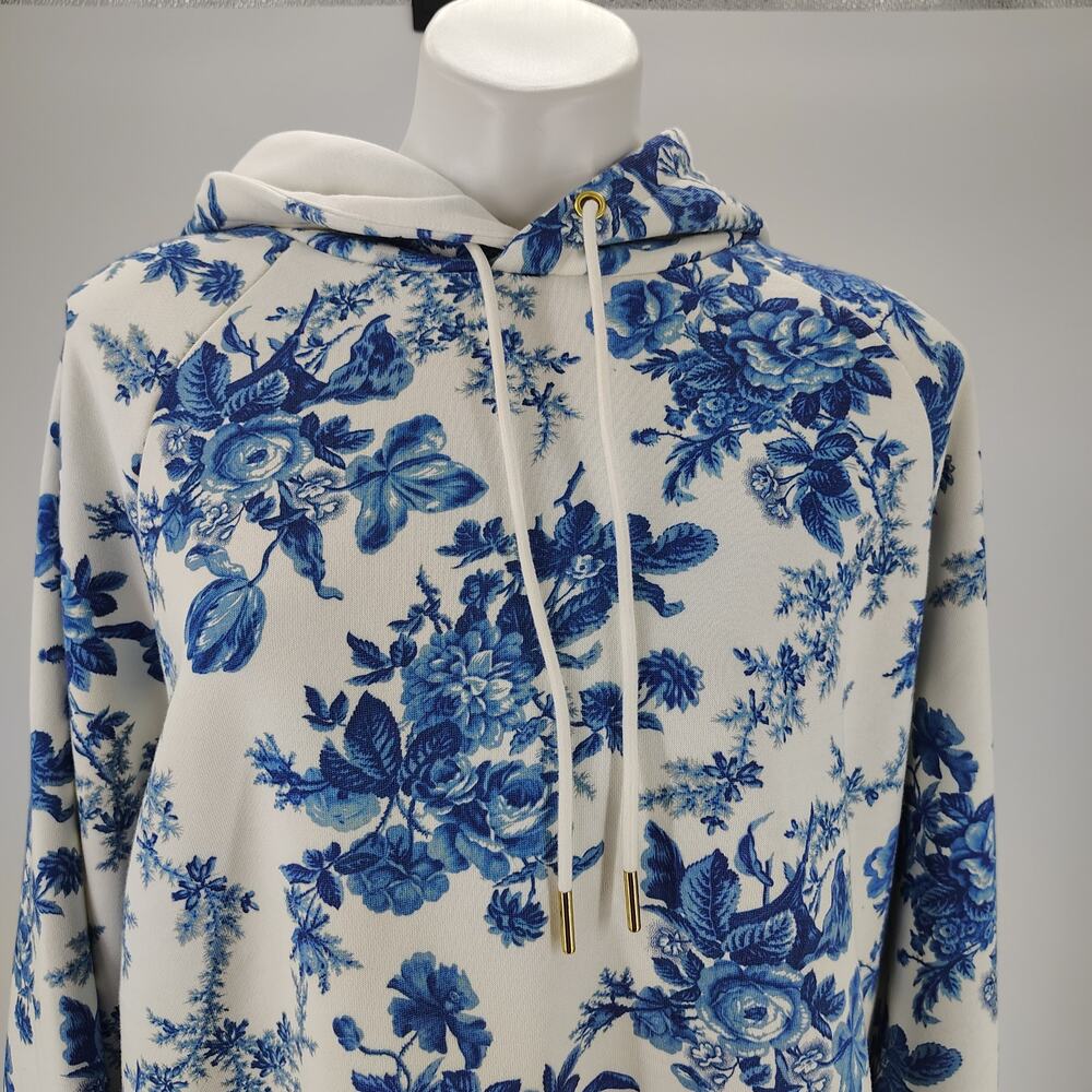 LoveShackFancy x Beach Riot Alicia Floral Hoodie Sweatshirt Blue White Size L - Picture 10 of 16